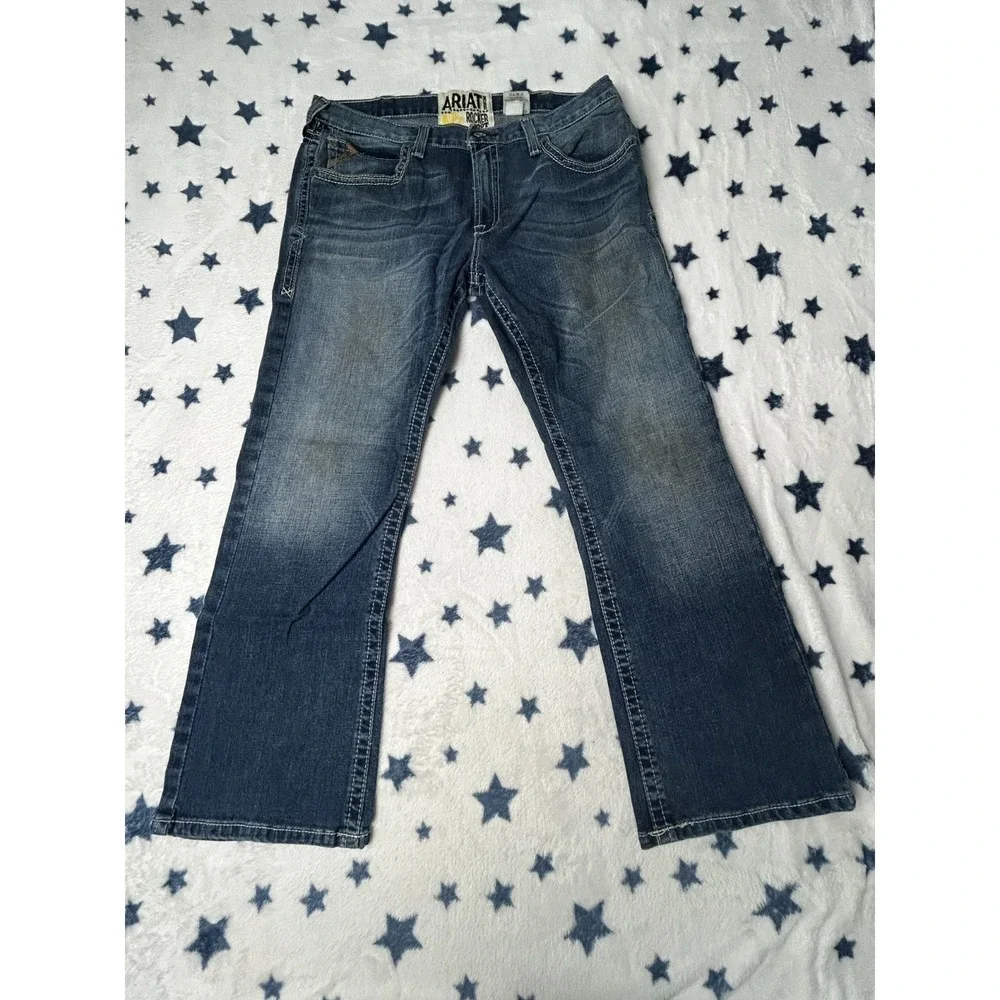 Ariat M7 Rocker Boot Jeans Mens 36x30 Blue Stretch Western Cowboy Denim